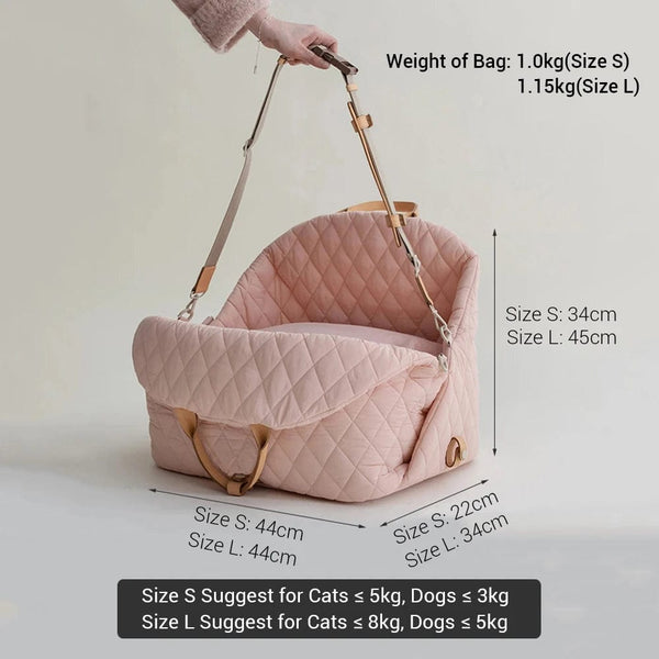 Planet Gates Dog Carrier Handbag Luxury Car Seat Pet Travel Bed for Small Dogs Cat Portable Washable Puppy Carrier Tote Safety Pet Booster