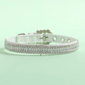 Planet Gates Dog Cat Pearl Collars with Crystal Rhinestone Pearl Cat Necklace Adjustable PU Leather Neck Strap for Small Dogs Cat Accessories