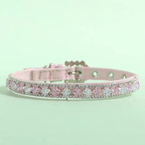 Planet Gates Dog Cat Pearl Collars with Crystal Rhinestone Pearl Cat Necklace Adjustable PU Leather Neck Strap for Small Dogs Cat Accessories