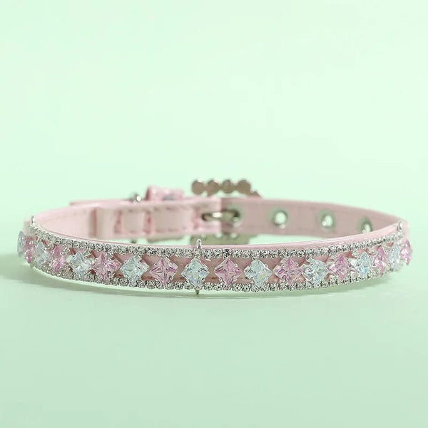 Planet Gates Dog Cat Pearl Collars with Crystal Rhinestone Pearl Cat Necklace Adjustable PU Leather Neck Strap for Small Dogs Cat Accessories