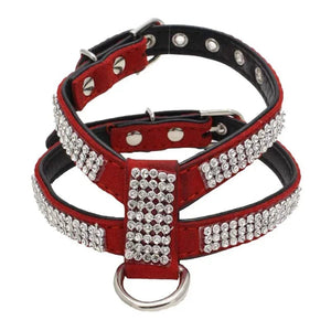 Planet Gates Dog Collar pet chest strap Adjustable Pet Products Necklace Dog Harness Leash Quick Release Bling K-shaped Rhinestone PU Leather