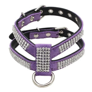 Planet Gates Dog Collar pet chest strap Adjustable Pet Products Necklace Dog Harness Leash Quick Release Bling K-shaped Rhinestone PU Leather