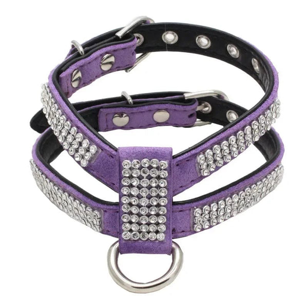 Planet Gates Dog Collar pet chest strap Adjustable Pet Products Necklace Dog Harness Leash Quick Release Bling K-shaped Rhinestone PU Leather
