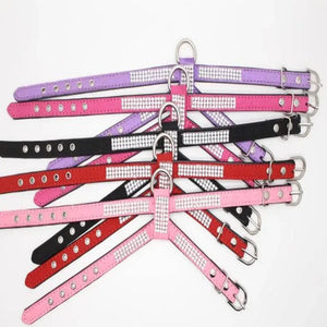 Planet Gates Dog Collar pet chest strap Adjustable Pet Products Necklace Dog Harness Leash Quick Release Bling K-shaped Rhinestone PU Leather