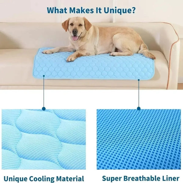 Planet Gates Dog Cooling Pad Ice Silk Fabric Self Cooling Gel Breathable Washable Summer Pet Mat for Dogs Cats Sofa Kennel Bed Comfortable La