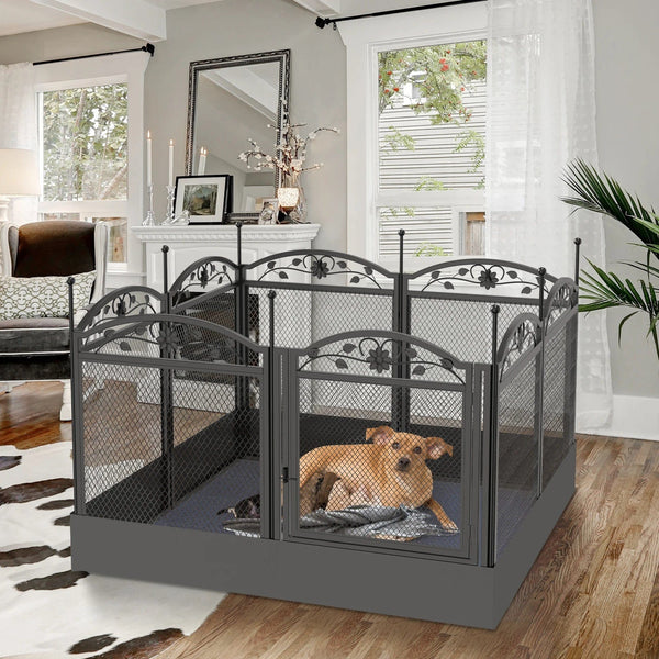Planet Gates Dog Playpen Fence Detachable Play Pen Exercise Puppy Kennel Cage Dogs Supplies Dog Fences 8 Panels with Waterproof Fertility Pad