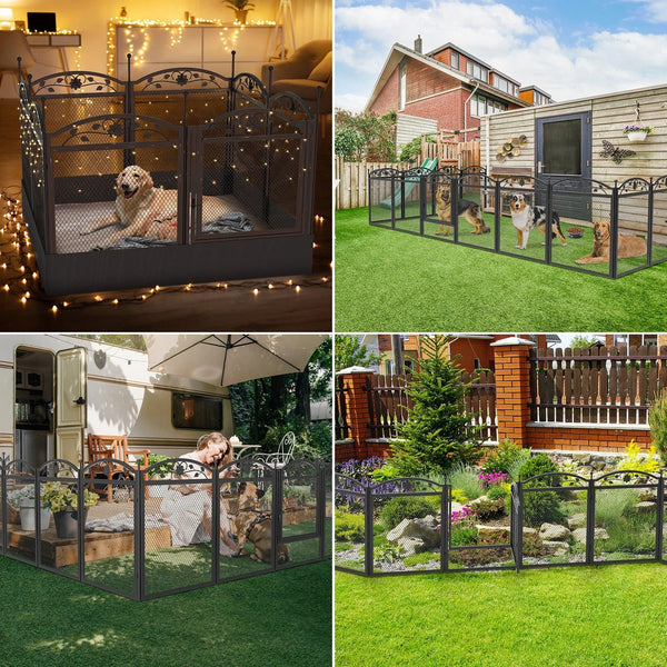 Planet Gates Dog Playpen Fence Detachable Play Pen Exercise Puppy Kennel Cage Dogs Supplies Dog Fences 8 Panels with Waterproof Fertility Pad