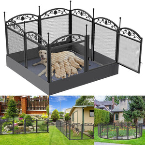 Planet Gates Dog Playpen Fence Detachable Play Pen Exercise Puppy Kennel Cage Dogs Supplies Dog Fences 8 Panels with Waterproof Fertility Pad