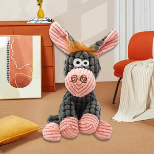 Planet Gates Dog Sounding Toy Molar Training Decompress Interactive Bite Resistant Donkey Shape Plush Toys Pet Supplies