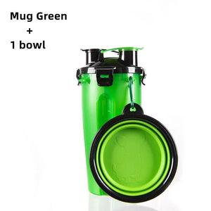 Planet Gates Dog Travel Water Bottle Collapsible Bowls 2 in 1 Pet Food Container with Collapse Bowls Outdoor Portable Water Bowls for Pet Cat