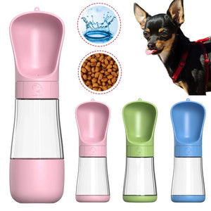 Planet Gates Dog Water Bottle Portable 2 in 1 Food Dispenser Dogs Cat Outdoor Walking Drinking Bowls Chihuahua French Bulldog Supplies