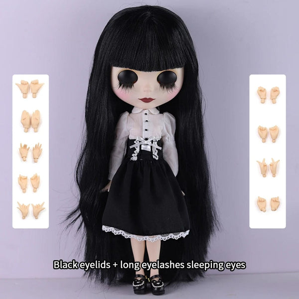 Planet Gates doll clothes shoes 1 / 30cm height ICY DBS Blyth Doll 1/6 Joint Body 30cm Black Hair Black Eyelids Long Eyelashes Sleepy Eyes Dark Series BJD Toys Fashion Gifts