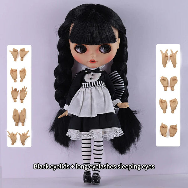 Planet Gates doll clothes shoes 2 / 30cm height ICY DBS Blyth Doll 1/6 Joint Body 30cm Black Hair Black Eyelids Long Eyelashes Sleepy Eyes Dark Series BJD Toys Fashion Gifts