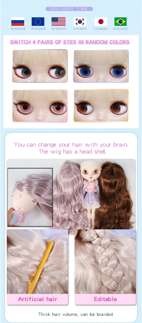 Planet Gates doll hand AB / 30cm height ICY DBS Blyth Doll 1/6 Joint Body 30CM BJD toys Natural shiny face with extra hands AB DIY Fashion Dolls girl gift