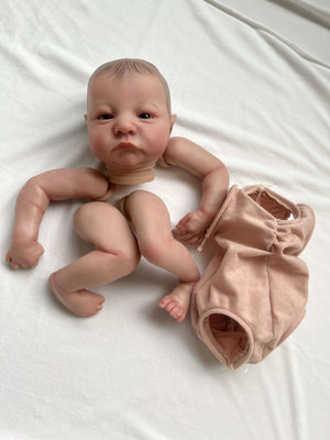 Planet Gates doll kit with body / brown eyes NPK19inch Already Painted Reborn Doll Parts Levi Awake Lifelike Baby 3D Painting with Visible Veins  Cloth Body Included