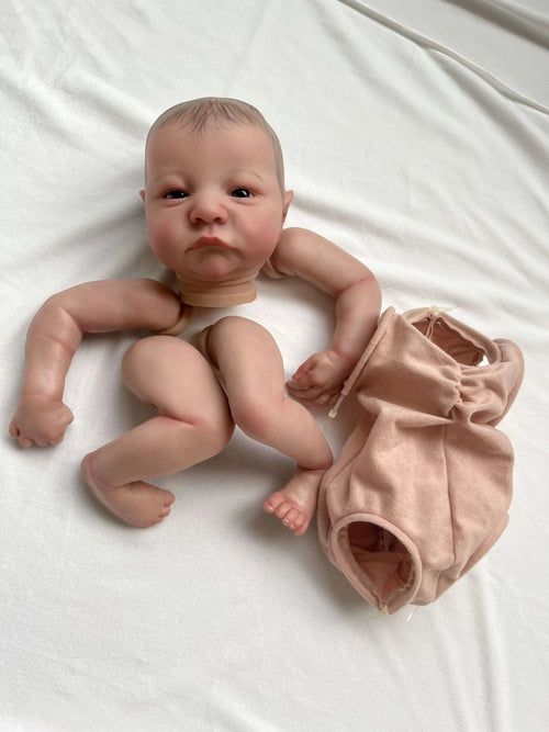 Planet Gates doll kit with body / brown eyes NPK19inch Already Painted Reborn Doll Parts Levi Awake Lifelike Baby 3D Painting with Visible Veins  Cloth Body Included
