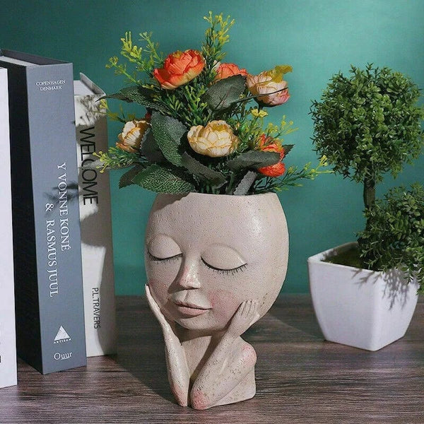 Planet Gates Doll Little Girl Succulent Flower Pot Floor Simple Character Statue Outdoor Landscape Garden Decoration Portrait Ornament