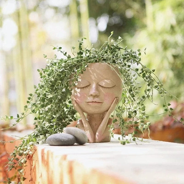 Planet Gates Doll Little Girl Succulent Flower Pot Floor Simple Character Statue Outdoor Landscape Garden Decoration Portrait Ornament