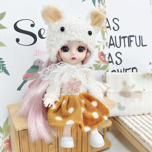 Planet Gates doll with clothes21 / CHINA / baby Doll For Girl Toy BJD Mini Doll 13 Movable Joint Baby 3D Big Eyes Beautiful DIY Toy Doll With Clothes Dress Up 1/12 Fashion Doll