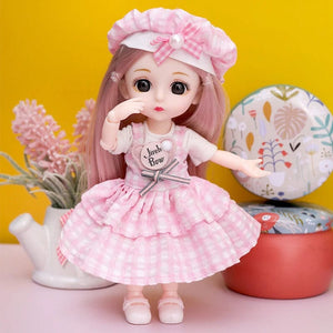 Planet Gates doll with clothes21 / CHINA / baby Doll For Girl Toy BJD Mini Doll 13 Movable Joint Baby 3D Big Eyes Beautiful DIY Toy Doll With Clothes Dress Up 1/12 Fashion Doll