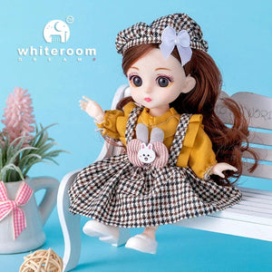 Planet Gates doll with clothes21 / CHINA / baby Doll For Girl Toy BJD Mini Doll 13 Movable Joint Baby 3D Big Eyes Beautiful DIY Toy Doll With Clothes Dress Up 1/12 Fashion Doll