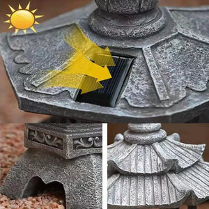 Planet Gates Dome Tower Decoration Zen Ornaments Solar Powered Tower Garden Statue Palace Lanterns Chinese Solar Lamp Stone Courtyard Pagoda Lantern
