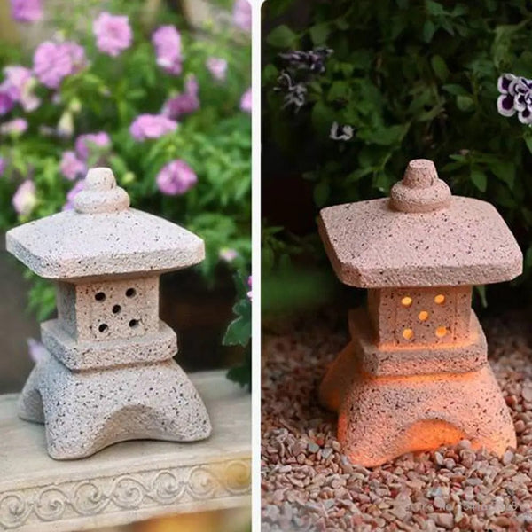 Planet Gates Dome Tower Decoration Zen Ornaments Solar Powered Tower Garden Statue Palace Lanterns Chinese Solar Lamp Stone Courtyard Pagoda Lantern