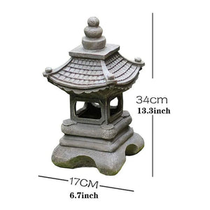 Planet Gates Dome Tower Decoration Zen Ornaments Solar Powered Tower Garden Statue Palace Lanterns Chinese Solar Lamp Stone Courtyard Pagoda Lantern