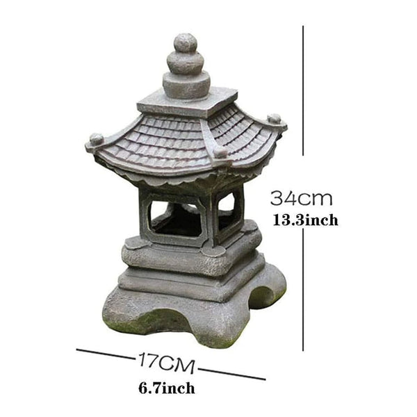 Planet Gates Dome Tower Decoration Zen Ornaments Solar Powered Tower Garden Statue Palace Lanterns Chinese Solar Lamp Stone Courtyard Pagoda Lantern