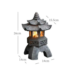 Planet Gates Dome Tower Decoration Zen Ornaments Solar Powered Tower Garden Statue Palace Lanterns Chinese Solar Lamp Stone Courtyard Pagoda Lantern