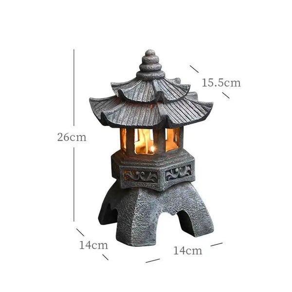 Planet Gates Dome Tower Decoration Zen Ornaments Solar Powered Tower Garden Statue Palace Lanterns Chinese Solar Lamp Stone Courtyard Pagoda Lantern