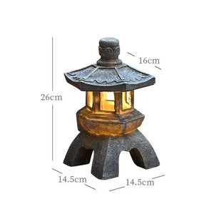 Planet Gates Dome Tower Decoration Zen Ornaments Solar Powered Tower Garden Statue Palace Lanterns Chinese Solar Lamp Stone Courtyard Pagoda Lantern