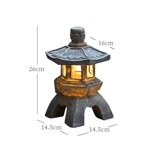 Planet Gates Dome Tower Decoration Zen Ornaments Solar Powered Tower Garden Statue Palace Lanterns Chinese Solar Lamp Stone Courtyard Pagoda Lantern