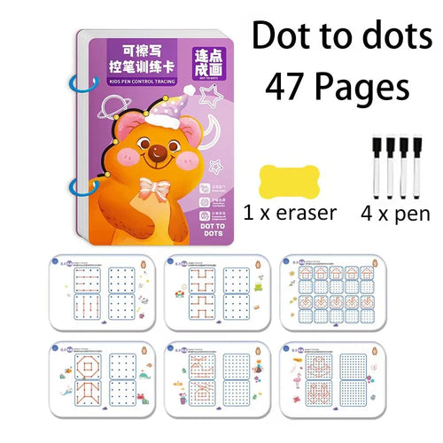 Planet Gates Dot to Dots Magic Montessori Drawing Magical Tracing Workbook Reusable Practice Copybook Control Training Book Children Education Stationery