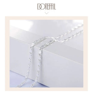 Planet Gates DOTEFFIL 925 Sterling Silver 16/18/20/22/24/26/28/30 Inch 2mm Charm Chain Necklace For Women Man Fashion Wedding Party Jewelry