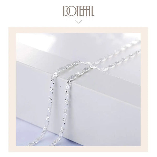 Planet Gates DOTEFFIL 925 Sterling Silver 16/18/20/22/24/26/28/30 Inch 2mm Charm Chain Necklace For Women Man Fashion Wedding Party Jewelry