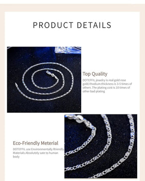 Planet Gates DOTEFFIL 925 Sterling Silver 16/18/20/22/24/26/28/30 Inch 2mm Charm Chain Necklace For Women Man Fashion Wedding Party Jewelry