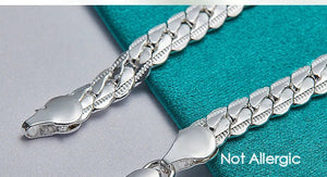 Planet Gates DOTEFFIL 925 Sterling Silver 24K Gold 6mm 18/19/20cm Flat Side Chain Bracelet For Woman Man Wedding Engagement Jewelry