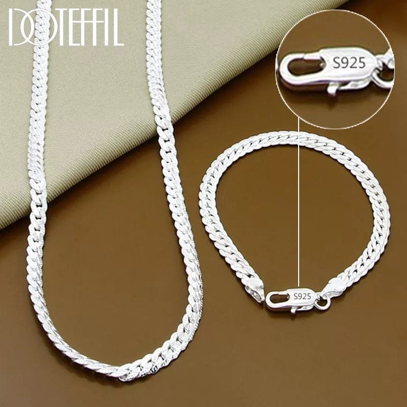 Planet Gates DOTEFFIL 925 Sterling Silver 8/16/18/20/22/24 Inch 6mm Side Chain Necklace Bracelet For Woman Men Fashion Charm Wedding Jewelry