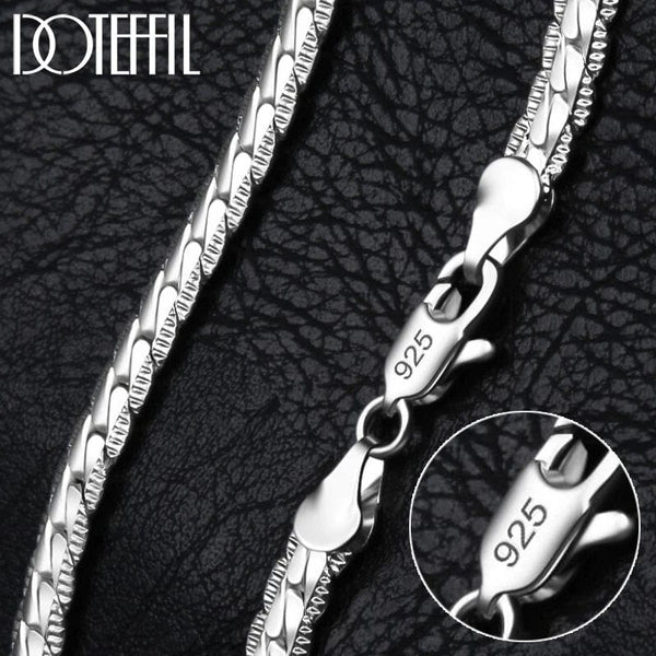 Planet Gates DOTEFFIL 925 Sterling Silver 8/16/18/20/22/24 Inch 6mm Side Chain Necklace Bracelet For Woman Men Fashion Charm Wedding Jewelry