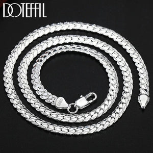 Planet Gates DOTEFFIL 925 Sterling Silver 8/16/18/20/22/24 Inch 6mm Side Chain Necklace Bracelet For Woman Men Fashion Charm Wedding Jewelry