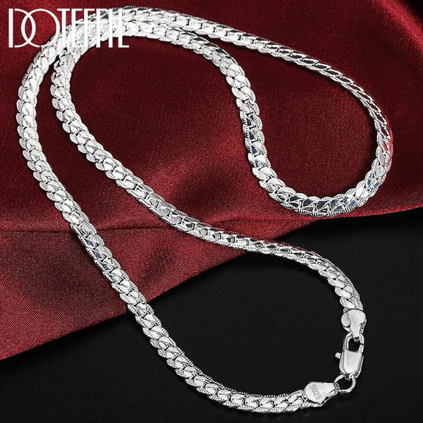 Planet Gates DOTEFFIL 925 Sterling Silver 8/16/18/20/22/24 Inch 6mm Side Chain Necklace Bracelet For Woman Men Fashion Charm Wedding Jewelry