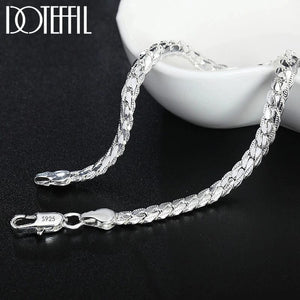 Planet Gates DOTEFFIL 925 Sterling Silver 8/16/18/20/22/24 Inch 6mm Side Chain Necklace Bracelet For Woman Men Fashion Charm Wedding Jewelry
