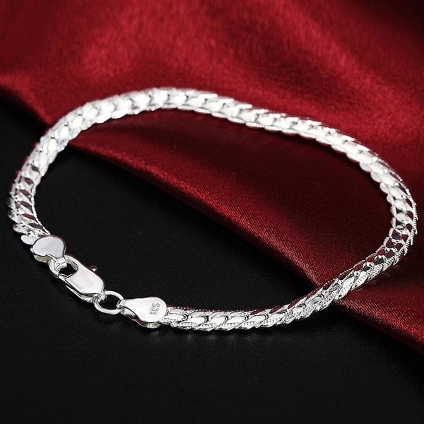 Planet Gates DOTEFFIL 925 Sterling Silver 8/16/18/20/22/24 Inch 6mm Side Chain Necklace Bracelet For Woman Men Fashion Charm Wedding Jewelry