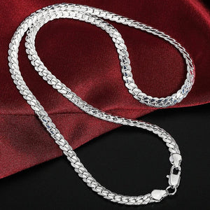 Planet Gates DOTEFFIL 925 Sterling Silver 8/16/18/20/22/24 Inch 6mm Side Chain Necklace Bracelet For Woman Men Fashion Charm Wedding Jewelry