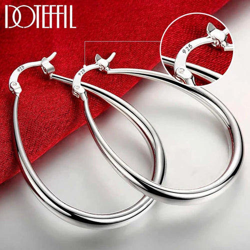 Planet Gates DOTEFFIL 925 Sterling Silver Smooth Circle 41mm Hoop Earrings For Women Lady Gift Fashion Charm High Quality Wedding Jewelry