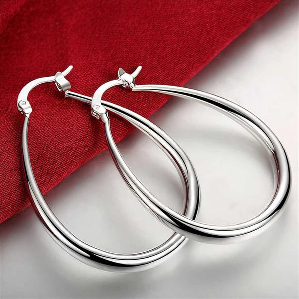Planet Gates DOTEFFIL 925 Sterling Silver Smooth Circle 41mm Hoop Earrings For Women Lady Gift Fashion Charm High Quality Wedding Jewelry