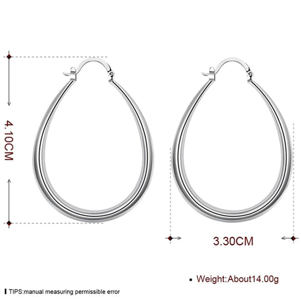 Planet Gates DOTEFFIL 925 Sterling Silver Smooth Circle 41mm Hoop Earrings For Women Lady Gift Fashion Charm High Quality Wedding Jewelry