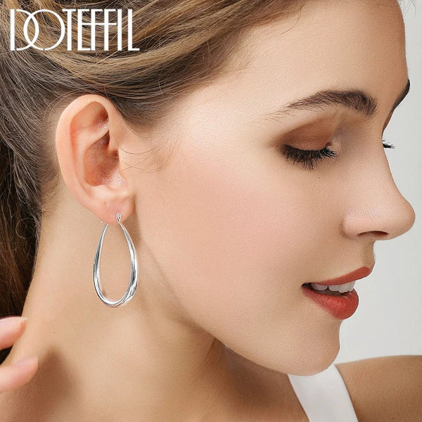 Planet Gates DOTEFFIL 925 Sterling Silver Smooth Circle 41mm Hoop Earrings For Women Lady Gift Fashion Charm High Quality Wedding Jewelry