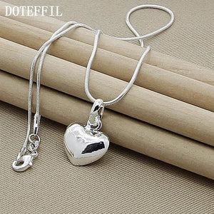 Planet Gates DOTEFFIL 925 Sterling Silver Solid Small Heart Pendant Necklace 16-30 Inch Snake Chain For Women Wedding Charm Fashion Jewelry